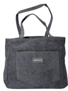 Large Women Corduroy Tote Bag Dark Gray Shoulder Travel Purse Chic Hobo Handbag